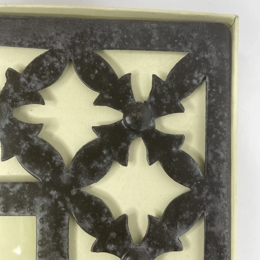 PIER 1 IMPORTS Metal Floral Scroll Square‎ Picture Frame 3x3 Black NEW Boho